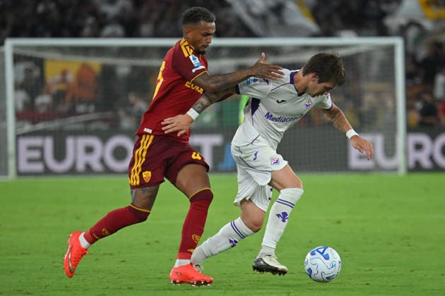 IPA87774975 - During the Serie A match between Roma and Fiorentina at the Olympic Stadium. Rome (Italy), August 24, 2026 Mattia Vian  Copyright: xMattiaxVian IPAxSportx xx 87774975