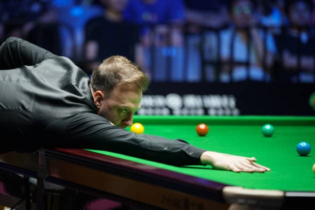 WUHAN, CHINA - AUGUST 24: Judd Trump of England plays a shot in the second round match against Yuan Sijun of China on day 2 of Wuhan Open 2026 at the Optics Valley Gymnasium of Huazhong University of Science and Technology on August 24, 2026 in Wuhan, Hubei Province of China.  Copyright: xTaixChengzhex 111661917795
