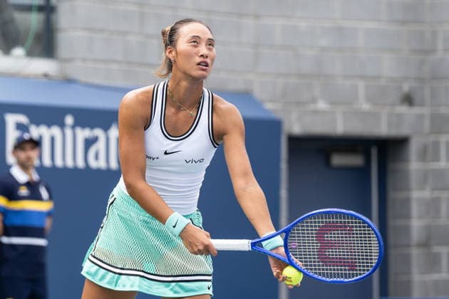 2026 US Open Championship NEW YORK, UNITED STATES - AUGUST 24: Qinwen Zheng returns ball during a women s qualifying singles match 1st round of the 2026 US Open Championship at USTA Billie Jean King National Tennis Center on August 24, 2026 in Flushing, NY. Qinwen Zheng won in straight sets. Lev Radin Anadolu New york United States. Editorial use only. Please get in touch for any other usage.  Copyright: x2026xAnadoluxLevxRadinx