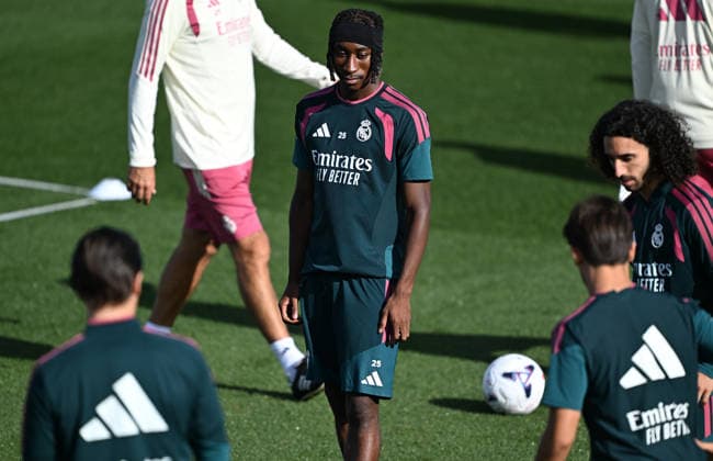 Real Madrid s training session MADRID, SPAIN - AUGUST 25: Yan Diomande of Real Madrid takes part in a training session at the club s Valdebebas training facilities ahead of their La Liga match against Real Sociedad, on August 25, 2026 in Madrid, Spain. Burak Akbulut Anadolu Madrid Spain. Editorial use only. Please get in touch for any other usage.  Copyright: x2026xAnadoluxBurakxAkbulutx