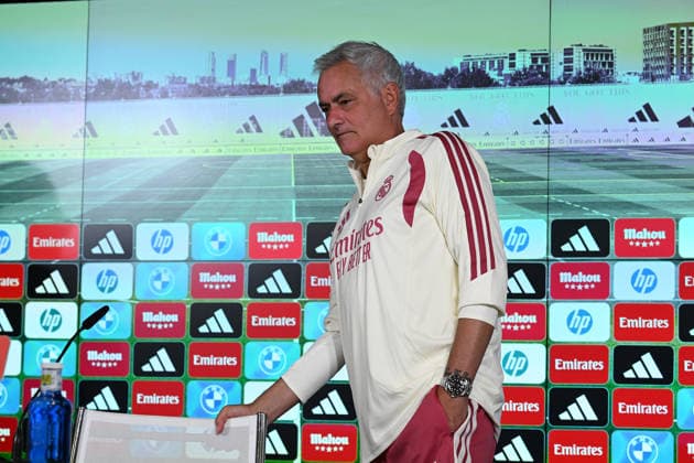 Real Madrid head coach Jose Mourinho MADRID, SPAIN - AUGUST 25: Real Madrid head coach Jose Mourinho attends the press conference, PK, Pressekonferenz at the Valdebebas training complex in Madrid, Spain, on August 25, 2026. The team completed their final training session at the facility ahead of their upcoming opening match of the La Liga season against Real Sociedad. Burak Akbulut Anadolu Madrid Spain. Editorial use only. Please get in touch for any other usage.  Copyright: x2026xAnadoluxBurakxAkbulutx