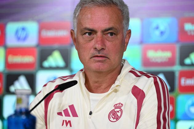 Real Madrid head coach Jose Mourinho MADRID, SPAIN - AUGUST 25: Real Madrid head coach Jose Mourinho answers questions during a press conference, PK, Pressekonferenz at the Valdebebas training complex in Madrid, Spain, on August 25, 2026. The team completed their final training session at the facility ahead of their upcoming opening match of the La Liga season against Real Sociedad. Burak Akbulut Anadolu Madrid Spain. Editorial use only. Please get in touch for any other usage.  Copyright: x2026xAnadoluxBurakxAkbulutx