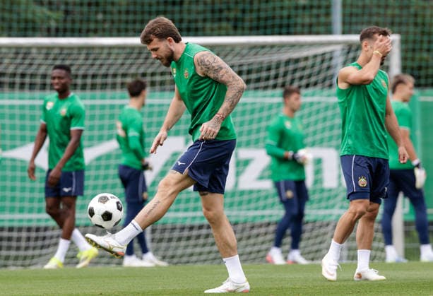 SOCCER - UEFA ECL, Rapid vs Hearts VIENNA,AUSTRIA,25.AUG.26 - SOCCER - UEFA Conference League, play-off, SK Rapid Wien vs Heart of Midlothian FC, preview, training Rapid. Image shows Jannes Horn (Rapid).  GEPAxpictures xArminxRauthner