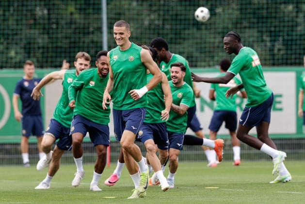 Football, Champions League play-offs, SK Rapid Vienna, training and press conference