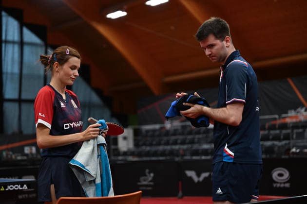 Second round of qualification mixed doubles of Table tennis, Tischtennis during the WTT Feeder Olomouc, Czech Republic, August 25, 2026. Nikita Petrovova, Jakub Kaucky of Czech Republic. (CTKxPhoto LudekxPerina) CTKPhotoP2026082502992  CTKPhotoP2026082502992