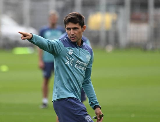 25.08.2026, xophax, Fussball 1.Bundesliga, Bayer 04 Leverkusen , Training , Saison 2026 2027. Co-Trainer Sergi Runge ( Bayer 04 ) Leverkusen *** August 25, 2026, xophax, Soccer, Bundesliga 1, Bayer 04 Leverkusen, Training, 2026–2027 Season, Assistant Coach Sergi Runge, Bayer 04 Leverkusen