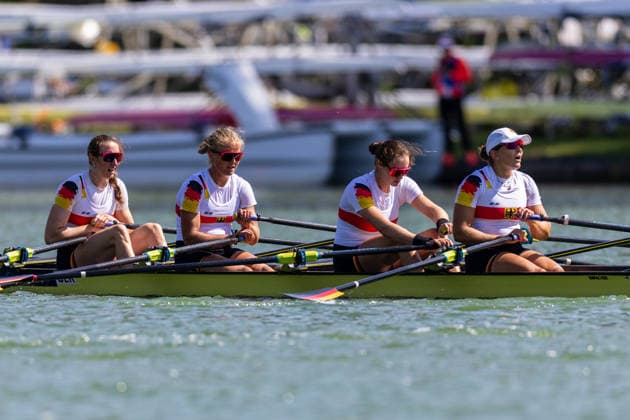 World Rowing Championships AMSTERDAM, NL - AUGUST 25: Maren Voelz, Juliane Faralisch, Johanna Debus and Frauke Hundeling of Germany during World Rowing Championships at Bosbaan on August 25, 2026 in Amsterdam, Netherlands. Amsterdam Bosbaan Netherlands Content not available for redistribution in The Netherlands directly or indirectly through any third parties. Copyright: xMarcelxvanxPlateringenx