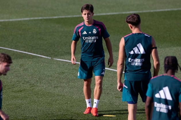 ESP: Real Madrid Training day Arda Guler of Real Madrid during the training day of Real Madrid ahead the Spanish League, LaLiga EA Sports, football match against Real Sociedad at Ciudad Deportiva Real Madrid in Valdebebas, Madrid on August 25, 2026, Spain Madrid Spain *** ESP Real Madrid Training Day: Arda Güler of Real Madrid during the team s training session ahead of the Spanish League, LaLiga EA Sports, soccer match against Real Sociedad at the Real Madrid Sports Complex in Valdebebas, Madrid, on August 25, 2026, Spain, Madrid, Spain Copyright: xAgenciaxLOFx