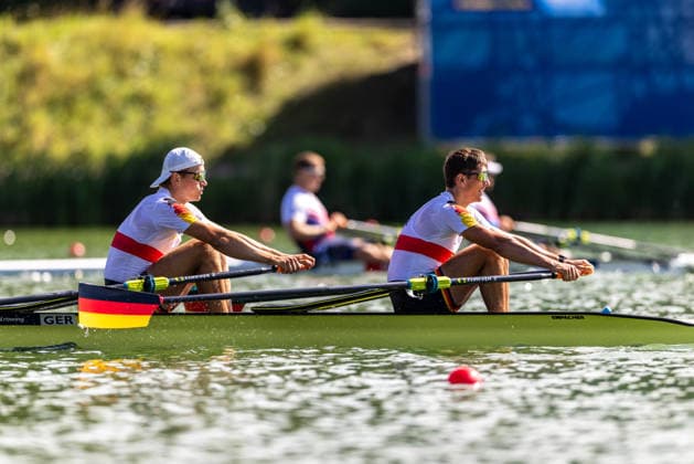 World Rowing Championships AMSTERDAM, NL - AUGUST 25: Oliver Holtz and Arno Gaus of Germany during World Rowing Championships at Bosbaan on August 25, 2026 in Amsterdam, Netherlands. Amsterdam Netherlands Content not available for redistribution in The Netherlands directly or indirectly through any third parties. Copyright: xMarcelxvanxPlateringenx