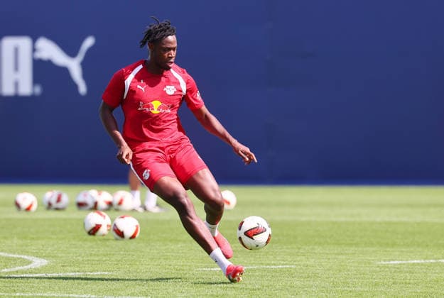 RB Leipzig - Training Bundesliga Leipzig, 25.08.2026, Trainingszentrum Cottaweg, Fußball Bundesliga , RB LEIPZIG - Training, Saisonvorbereitung zur Saison 2026 27 , Im Bild: El Chadaille Bitshiabu (5, RB Leipzig) , *** RB Leipzig Training, Bundesliga, Leipzig, August 25, 2026, Cottaweg Training Center, Bundesliga Soccer, RB LEIPZIG Training, Preseason for the 2026–27 Season, Pictured: El Chadaille Bitshiabu 5, RB Leipzig, Picture Point