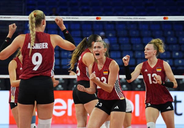 Hungary v Germany - CEV EuroVolley 2026 ISTANBUL, TURKIYE - AUGUST 25: Sarah Straube (23) of Germany celebrates after scoring a point during the CEV EuroVolley 2026 Women Group A match between Hungary and Germany at Sinan Erdem Sports Hall, on August 25, 2026 in Istanbul, Turkiye. Esra Bilgin Anadolu Istanbul Turkey. Editorial use only. Please get in touch for any other usage.  Copyright: x2026xAnadoluxEsraxBilginx