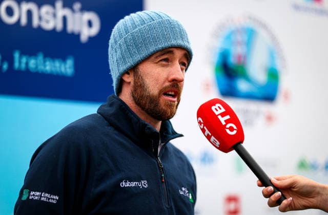 2026 ILCA Laser Men s World Sailing Championships, Dun Laoghaire, Dublin 25 8 2026 Ireland™s Finn Lynch speaks to the media after the race Finn Lynch speaks to the media after the race 25 8 2026  Copyright: xx AC3_6319