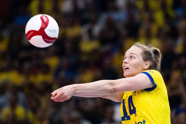 260825 Hanna Hellvig of Sweden during the CEV EuroVolley 2026 group stage volleyball match between Sweden and Croatia on August 25, 2026 in Gothenburg. Photo: Mathias Bergeld BILDBYRAN kod MB MB1406 volleyboll volleyball cev eurovolley 2026 volleyboll-em sverige croatia sweden day 5 dam bbeng kroatien women kvinner *** August 25, 2026: Hanna Hellvig of Sweden during the CEV EuroVolley 2026 group stage volleyball match between Sweden and Croatia on August 25, 2026 in Gothenburg. Photo by Mathias Bergeld, BILDBYRAN, code MB MB1406. volleyball, CEV EuroVolley 2026, European Volleyball Championship, Sweden, Croatia, Day 5, women s volleyball  Copyright: MATHIASxBERGELD BB260825MB011