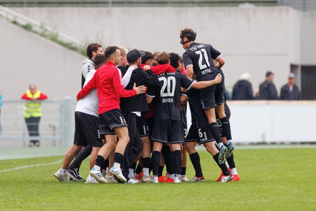 TSV Landsberg scores the goal that makes the score 3–1 in the match between TSV Landsberg and TSV Schwaben Augsburg, soccer, men s, Toto Cup, 2026–2027, Round of 16 on August 25, 2026, in Landsberg am Lech, Sportpark Bayern, Germany
