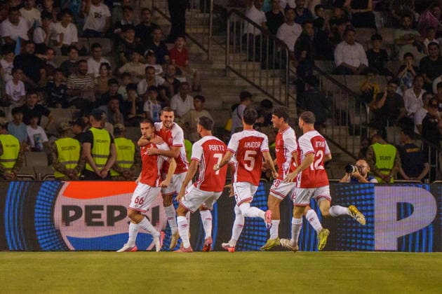 Hapoel players seen during UEFA Champions League 26 27 4th qualifying round 2ed leg match between teams of Sabah FK and Hapoel Beer Sheva (Lukasz Germaniuk Ball Raw Images) Baku Tofiq Bahramov Stadium Azerbaijan Copyright: xLukaszxGermaniukx 260825WSZ-38