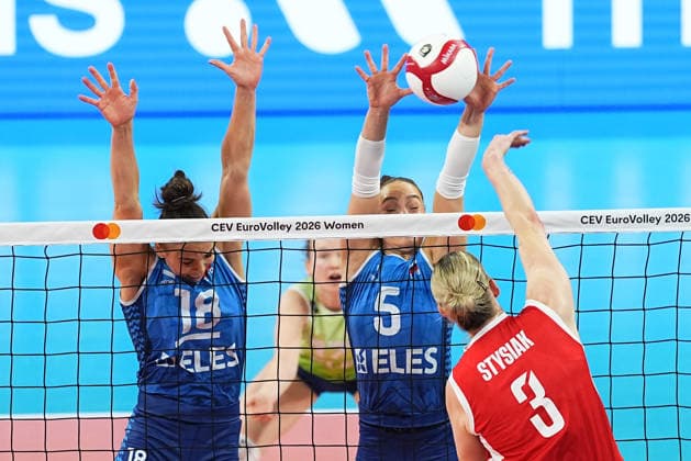 Poland v Slovenia - CEV EuroVolley 2026 ISTANBUL, TURKIYE - AUGUST 25: Magdalena Stysiak (3) of Poland in action against Lorena Lorber Fijok (5) of Slovenia during CEV Women s European Volleyball Championship Group A match between Poland and Slovenia at Sinan Erdem Dome in Istanbul, Turkiye on August 25, 2026. Esra Bilgin Anadolu Istanbul Turkey. Editorial use only. Please get in touch for any other usage.  Copyright: x2026xAnadoluxEsraxBilginx