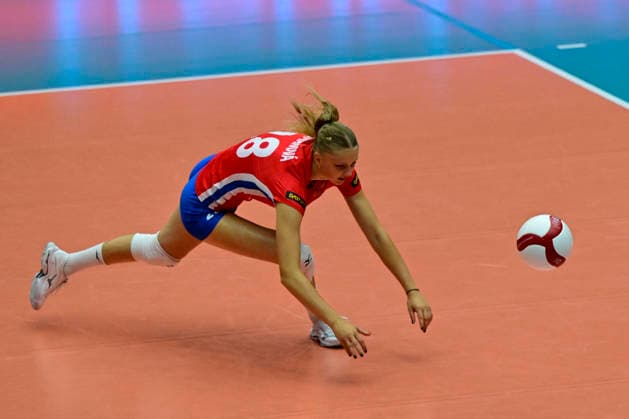 Bara Rejmanova of Czech Republic in action during the Women s European Volleyball Championships Group B match Czech Republic vs Ukraine, on August 25, 2026, in Brno, Czech Republic. (CTKxPhoto VaclavxSalek) CTKPhotoP2026082505867  CTKPhotoP2026082505867