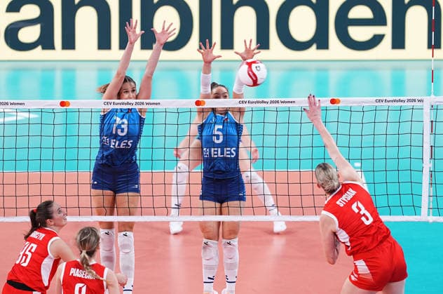 Poland v Slovenia - CEV EuroVolley 2026 ISTANBUL, TURKIYE - AUGUST 25: Magdalena Stysiak (3) of Poland in action against Lorena Lorber Fijok (5) of Slovenia during CEV Women s European Volleyball Championship Group A match between Poland and Slovenia at Sinan Erdem Dome in Istanbul, Turkiye on August 25, 2026. Esra Bilgin Anadolu Istanbul Turkey. Editorial use only. Please get in touch for any other usage.  Copyright: x2026xAnadoluxEsraxBilginx