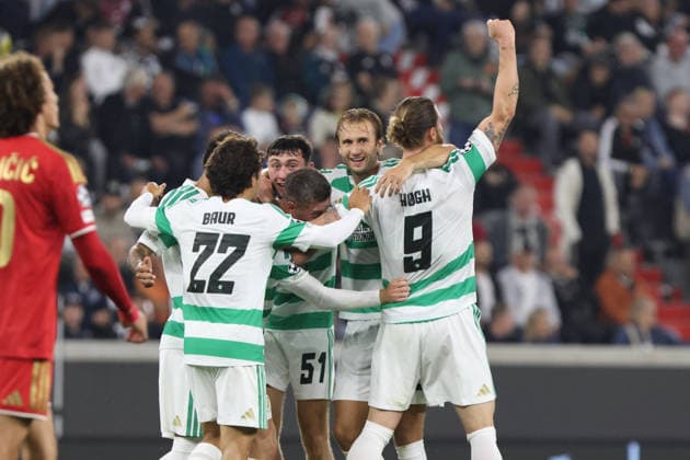 LINZ, AUSTRIA - AUGUST 25: team Celtic Glasgow celebrates the goal to 0:1 during the UEFA Champions League Play-off 2nd leg match between LASK and Celtic Glasgow at Oberoesterreich Arena on August 25, 2026 in Linz, Austria. (Photo by Severin Aichbauer Sports Press Photo SPP)  Copyright: xSeverinxAichbauer SPPx Sportspressphoto_SPR215406