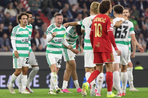 LINZ, AUSTRIA - AUGUST 25: team Celtic Glasgow celebrates the goal to 0:1 during the UEFA Champions League Play-off 2nd leg match between LASK and Celtic Glasgow at Oberoesterreich Arena on August 25, 2026 in Linz, Austria. (Photo by Severin Aichbauer Sports Press Photo SPP)  Copyright: xSeverinxAichbauer SPPx Sportspressphoto_SPR215407