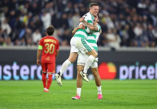 Callum McGregor of Celtic celebrates scoring the opening goal LASK v Celtic, UEFA Champions League, Play Off Round, Second Leg, Football, Raiffeisen Arena, Linz, Austria - 25 Aug 2026Linz Raiffeisen Arena United Kingdom  Copyright: xMichaelxZemanek Shutterstockx 17115035ad