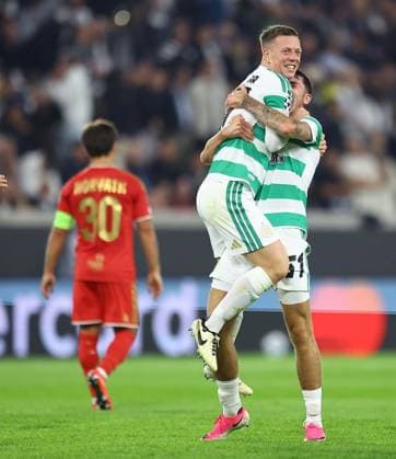 Callum McGregor of Celtic celebrates scoring the opening goal LASK v Celtic, UEFA Champions League, Play Off Round, Second Leg, Football, Raiffeisen Arena, Linz, Austria - 25 Aug 2026Linz Raiffeisen Arena United Kingdom  Copyright: xMichaelxZemanek Shutterstockx 17115035ab