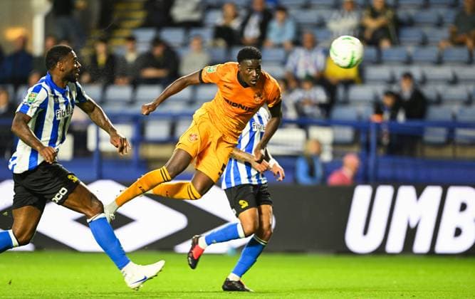 Saheed Olagunju of Wolverhampton Wanderers scores the second goal 0-2 Sheffield Wednesday v Wolverhampton Wanderers, EFL Carabao Cup, Second Round, Football, Hillsborough, Sheffield, UK - 25 Aug 2026Sheffield Hillsborough United Kingdom EDITORIAL USE ONLY No use with unauthorised audio, video, data, fixture lists, club league logos or live services. Online in-match use limited to 120 images, no video emulation. No use in betting, games or single club league player publications.  Copyright: xGreigxCowie Shutterstockx 17114999ai