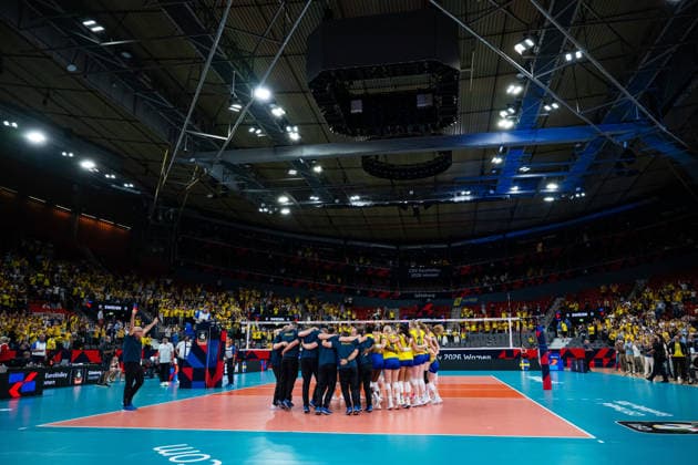 260825 Team Sweden celebrate after the CEV EuroVolley 2026 group stage volleyball match between Sweden and Croatia on August 25, 2026 in Gothenburg. Photo: Mathias Bergeld BILDBYRAN kod MB MB1406 volleyboll volleyball cev eurovolley 2026 volleyboll-em sverige croatia sweden day 5 dam bbeng kroatien women kvinner jubel *** 260825 Team Sweden celebrates after the CEV EuroVolley 2026 group stage volleyball match between Sweden and Croatia on August 25, 2026 in Gothenburg. Photo by Mathias Bergeld, BILDBYRAN. Code: MB MB1406. volleyball, CEV EuroVolley 2026, European Volleyball Championship, Sweden, Croatia, Day 5, women s volleyball, women, celebration  Copyright: MATHIASxBERGELD BB260825MB062