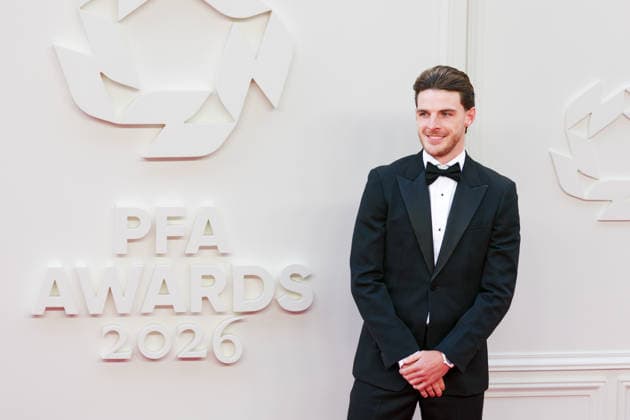 August 25, 2026, Manchester, United Kingdom: DECLAN RICE of Arsenal At the PFA Player of the Year Awards 2026, Manchester Opera House UK PFA Player Of The Year Awards 2026,  - ZUMAp211 20260825_aap_p211_008 Copyright: xAndyxVonxPipx