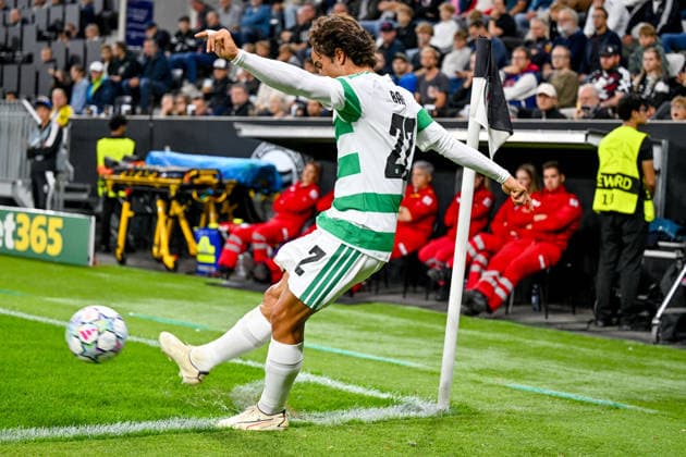 August 25, 2025, Oberoesterreich Arena Linz, AUT, Champions League Playoff, LASK Linz (AUT) vs. Celtic Glasgow FC (SCO), pictured: Mika Baur, Celtic Glasgow, Champions League Playoff, LASK Linz (AUT) vs. Celtic Glasgow FC (SCO) in Linz, Austria on August 25, 2026, Linz, Upper Austria, Austria