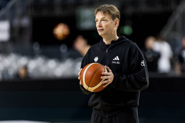 COLOGNE, GERMANY - AUGUST 25: Olaf Lange (Head Coach Germany) during media training of DBB Germany women at Lanxess Arena on August 25, 2026 in Cologne, Germany. North Rhine Westphalia Germany Copyright: xSteffiexWunderlx