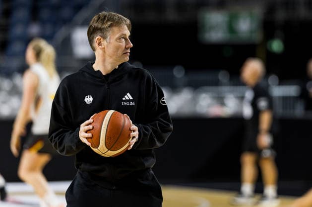 COLOGNE, GERMANY - AUGUST 25: Olaf Lange (Head Coach Germany) during media training of DBB Germany women at Lanxess Arena on August 25, 2026 in Cologne, Germany. North Rhine Westphalia Germany Copyright: xSteffiexWunderlx