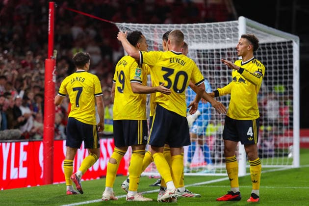 Nottingham Forest v Leeds United, Carabao Cup Daniel James Of Leeds United scores a GOAL 0-1 and celebrates during the Nottingham Forest v Leeds United Carabao Cup 2nd round match at the City Ground, West Bridgford, England on 25 August 2026 Credit: Lee Keuneke Every Second Media Editorial use only. All images are copyright Every Second Media Limited. No images may be reproduced without prior permission. All rights reserved. Premier League and Football League images are subject to licensing agreements with Football DataCo Limited. see https: www.football-dataco.com Copyright: xIMAGO EveryxSecondxMediax ESM-2113-0101 LeexKeunekex xEveryxSecondxMediax