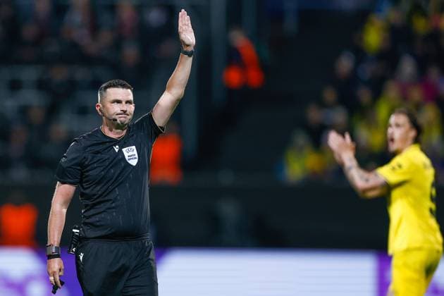 BODO , 25-08-2026 , Aspmyra Stadion , Champions League , knockout phase match 2 of 2 , season 2026 2027 , Bodo Glimt - NEC , picture shows Referee Michael Oliver Bodo Glimt - NEC  x206047519x Copyright: