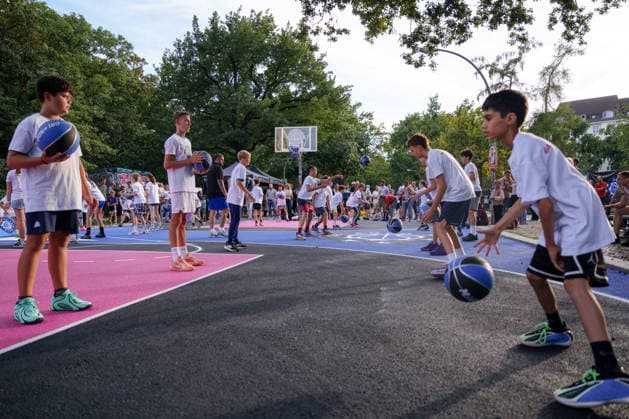 Opening of the Lietzenseepark Basketball Court: Orlando Magic Germany Summer Tour 2026. Newly redesigned basketball court, photographed at the opening on August 25, 2026, at Lietzenseepark, Berlin, Berlin, Lietzenseepark, Berlin, Germany