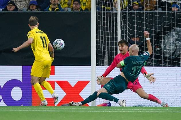 BODO , 25-08-2026 , Aspmyra Stadion , Champions League , knockout phase match 2 of 2 , season 2026 2027 , Bodo Glimt - NEC , picture shows NEC Nijmegen goalkeeper Nikolas Polster Bodo Glimt - NEC  x206048047x Copyright: