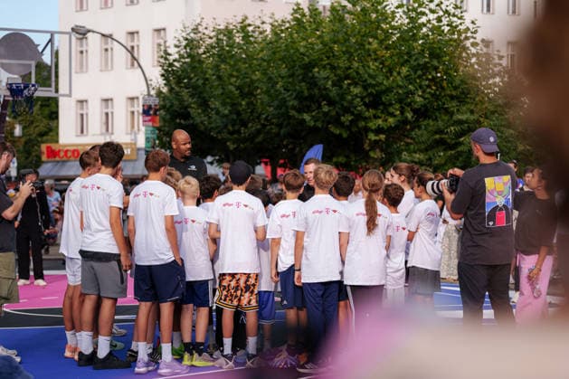 Opening of the Lietzenseepark Basketball Court: Orlando Magic Germany Summer Tour 2026. Newly redesigned basketball court, photographed at the opening on August 25, 2026, at Lietzenseepark, Berlin, Berlin, Lietzenseepark, Berlin, Germany