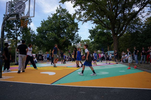 Opening of the Lietzenseepark Basketball Court: Orlando Magic Germany Summer Tour 2026. Newly redesigned basketball court, photographed at the opening on August 25, 2026, at Lietzenseepark, Berlin, Berlin, Lietzenseepark, Berlin, Germany