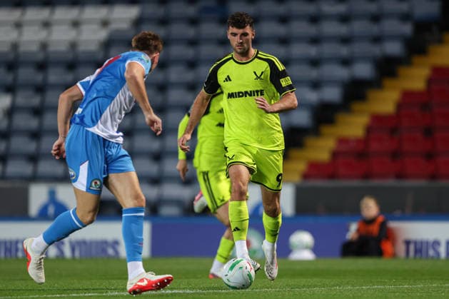 25th August 2026; Ewood Park, Blackburn, England; Carabao Cup Football, Blackburn Rovers versus Sheffield United; Tom Cannon of Sheffield United runs with the ball AidanxHunter
