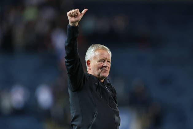 25th August 2026; Ewood Park, Blackburn, England; Carabao Cup Football, Blackburn Rovers versus Sheffield United; Chris Wilder manager of Sheffield United celebrates at the end of the game AidanxHunter