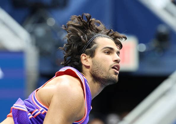 August 25, 2026, New York City, New York, USA: CARLOS ALCARAZ of Spain during the match in the first round mixed doubles of US Open with S. Williams of USA against E. Routliffe of New Zealand and L. Glasspool of Great Britain. New York, USA. New York City USA - ZUMAc278 20260825_zsp_c278_031 Copyright: xMarcinxCholewinskix