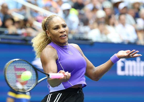 August 25, 2026, New York City, New York, USA: SERENA WILLIAMS of USA during the match in the first round mixed doubles of US Open with C. Alcaraz of Spain against E. Routliffe of New Zealand and L. Glasspool of Great Britain. New York, USA. New York City USA - ZUMAc278 20260825_zsp_c278_044 Copyright: xMarcinxCholewinskix