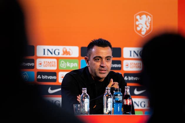 ZEIST, NETHERLANDS - AUGUST 25: Netherlands head coach Xavi Hernandez speaks to the media as he is unveiled as the new head coach of the Netherlands men s football team at the KNVB Campus on August 25, 2026 in Zeist, Netherlands.  Copyright: xRenexNijhuis MBxMediax