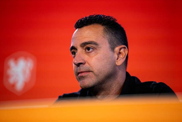 ZEIST, NETHERLANDS - AUGUST 25: Netherlands head coach Xavi Hernandez speaks to the media as he is unveiled as the new head coach of the Netherlands men s football team at the KNVB Campus on August 25, 2026 in Zeist, Netherlands.  Copyright: xRenexNijhuis MBxMediax