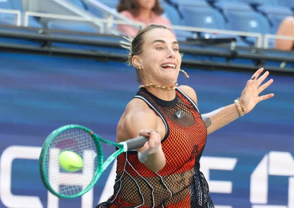 August 25, 2026, New York City, New York, USA: ARYNA SABALENKA during the match mixed doubles round 1 16 final US Open with N. Djokovic (Serbia) against H. Patten (Great Britain) and K. Siniakova (Czech Republic). New York, USA. New York City USA - ZUMAc278 20260825_zsp_c278_016 Copyright: xMarcinxCholewinskix