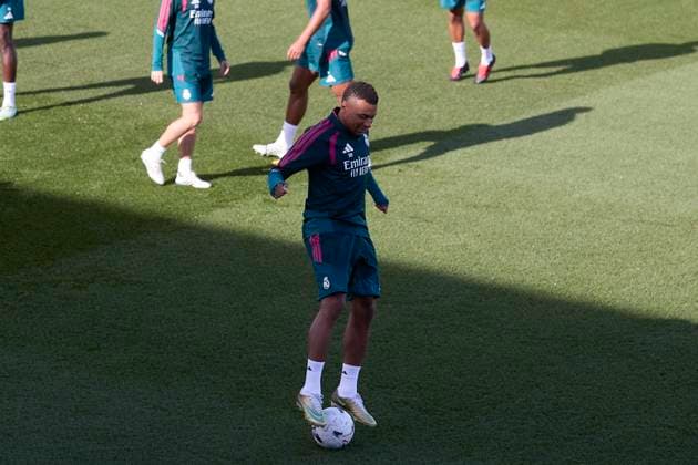 Real Madrid CF training session and press conference, PK, Pressekonferenz at Ciudad Real Madrid in Madrid, Spain - 25 Aug 2026 Kylian Mbappe of Real Madrid CF seen in action during the training session at Ciudad Real Madrid, on the eve of the LaLiga EA Sports 2026 2027 week 1 football match between Real Madrid CF and Real Sociedad Madrid Spain Copyright: xFedericoxTitonex xSOPAxImagesx Federico-Titone-1444692