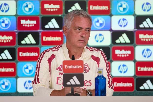 Real Madrid CF training session and press conference, PK, Pressekonferenz at Ciudad Real Madrid in Madrid, Spain - 25 Aug 2026 Jose Mourinho, the head coach of Real Madrid CF, attends a press conference at Ciudad Real Madrid, on the eve of the LaLiga EA Sports 2026 2027 week 1 football match between Real Madrid CF and Real Sociedad Madrid Spain Copyright: xFedericoxTitonex xSOPAxImagesx Federico-Titone-1444705