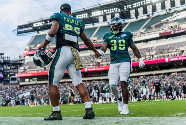 NFL, American Football Herren, USA 2026: Philadelphia Eagles Public Practice AUG 25 August 25, 2026, Philadelphia, Pa, USA: Philadelphia Eagles running back Saquon Barkley practices during the Philadelphia Eagles public practice at Lincoln Financial Field in Philadelphia, Pennsylvania on August 25, 2026. Scott Serio Cal Media(Credit Image: Scott Serio Cal Sport Media) Philadelphia Pa USA EDITORIAL USE ONLY Copyright: xx ZUMA-20260825_faf_cs17_032.jpg ScottxSeriox csmphotothree514879