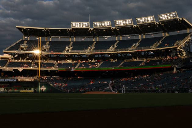 August 25, 2026, Washington D.C, District Of Columbia, United States: Washington, DC; Clouds and shadows over Nationals Park before the start of the Major League Baseball game between the Washington Nationals and the Colorado Rockies at Nationals Park on Tuesday, August 25, 2026. The Rockies beat the Nationals 3-1. MLB, Baseball Herren, USA Colorado Rockies 3:1 Washington Nationals  - ZUMAp258 20260825_znp_p258_009 Copyright: xStevexPrakopex