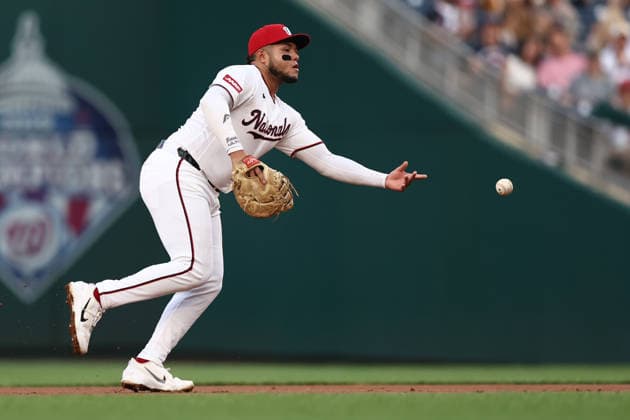 August 25, 2026, Washington D.C, District Of Columbia, United States: Washington, DC; Washington Nationals first baseman Abimelec Ortiz (81) flips the ball to first for the out during the Major League Baseball game between the Washington Nationals and the Colorado Rockies at Nationals Park on Tuesday, August 25, 2026. The Rockies beat the Nationals 3-1. MLB, Baseball Herren, USA Colorado Rockies 3:1 Washington Nationals  - ZUMAp258 20260825_znp_p258_011 Copyright: xStevexPrakopex